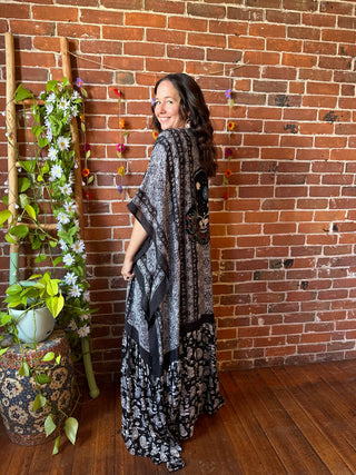 Black Paisley Grateful Dead Skull Roses Inspired Kimono