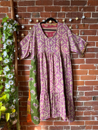 Coffee In The Morning Kantha Dress - Fits up to 3X