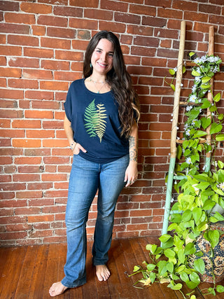 Fern Pattern Bamboo Dolman Top