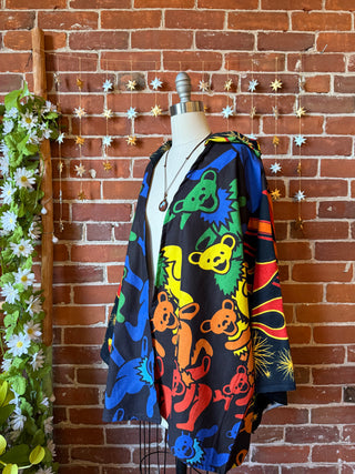 OOAK Autumn Collection - Upcycled Grateful Dead Inspired Mix Fabric Bell Sleeve Robe