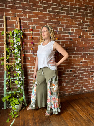 OOAK Autumn Collection- Luna Butterfly Upcycled Cropped Wide Leg Lounge Pants