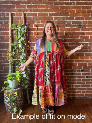 Coffee In The Morning Kantha Dress - Fits up to 3X