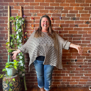 100% Cotton Autumn Stroll Knit Layering Sweater - Taupe