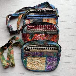 Mystery Recycled Vintage Fabric Patchwork Fanny Pack / Crossbody Bag