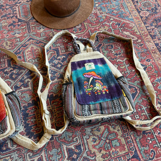 Tie Dye Hemp Magic Mushroom + Froggie  Backpack -Multiple Colors