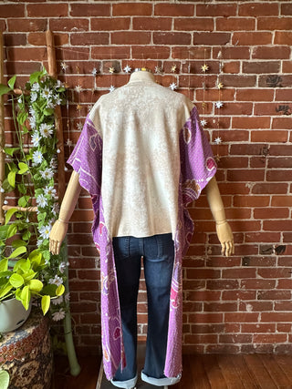 OOAK Autumn Collection- Upcycled Stevie Nicks Inspired Hi Lo Kantha Poncho Sweatshirt