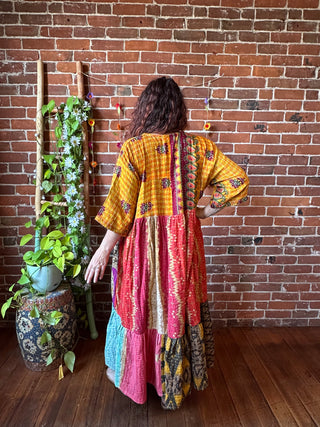 Coffee In The Morning Kantha Dress - Fits up to 3X