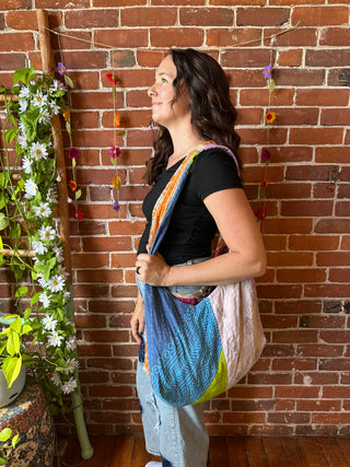 Willa Mystery Print Patchwork Kantha Hobo Style Purse Bag Handbag - Fair Trade Made