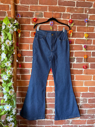 Boho Cactus Rainbow Embroidered High Waisted Bell Bottoms