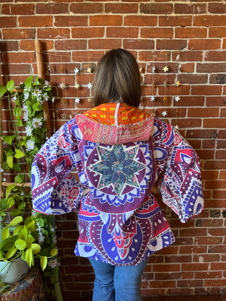 OOAK Autumn Collection - Upcycled Patchwork Mixed Fabric Bell Sleeve Robe