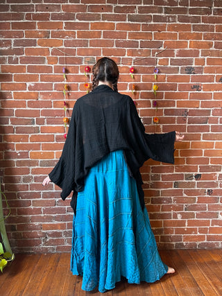 Black 100% Cotton Gauze Boho Light Kimono Layer