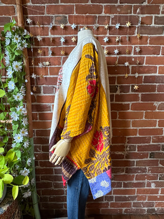OOAK Autumn Collection- Upcycled Stevie Nicks Inspired Kantha Poncho Sweatshirt