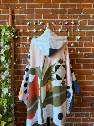 OOAK Autumn Collection - Upcycled Boho Floral Bell Sleeve Patchwork Hoodie Robe