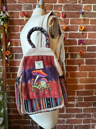 Tie Dye Hemp Magic Mushroom + Froggie  Backpack -Multiple Colors