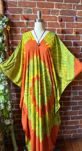 Laila Autumn Spiral Tie Dye Kaftan Dress
