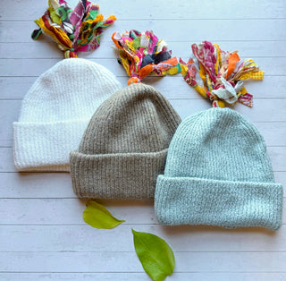 OOAK Autumn Collection - Kantha Tassel Pom Pom Beanies