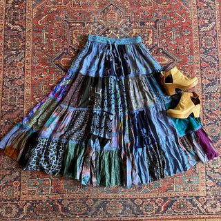 Festival Patchwork Spin Skirt - Periwinkle