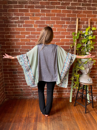 Stevie Nicks Inspired Sage Embroidered Poncho