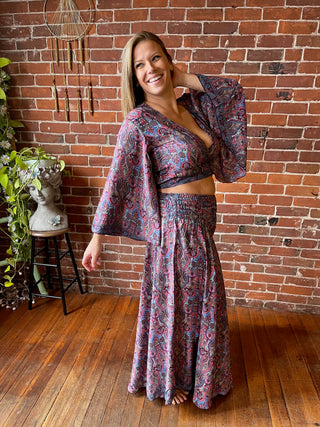 The Muse In Maroon/Pink/Blue Top + Pants Combo