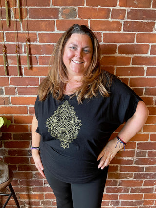 Henna Moon Pattern Bamboo Dolman Top