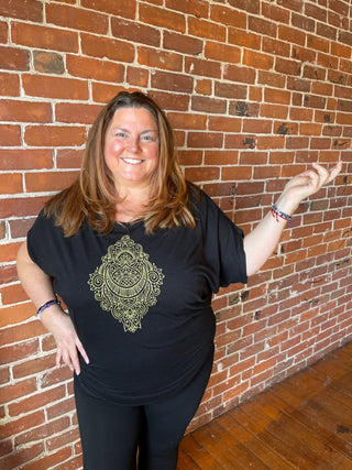 Henna Moon Pattern Bamboo Dolman Top