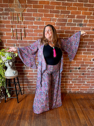 The Muse In Maroon/Pink/Blue Top + Pants Combo