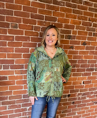 Greens Meadow Patchwork Hoodie Hooded Jacket