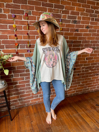 Reversible Boho Sunshine Recycled Random Patchwork Floppy Hat