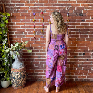 Hannah Patchwork Cotton Jumpsuit - Purple