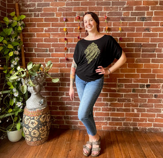 Henna Moon Pattern Bamboo Dolman Top