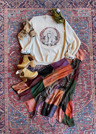 Stevie Nicks Bleach Detail Comfy Boho Sweatshirt