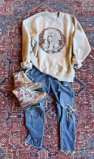 Stevie Nicks Bleach Detail Comfy Boho Sweatshirt