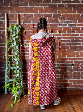 Twilight Reversible Kantha Long Hooded Duster Vest