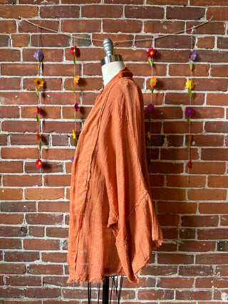 Rust 100% Cotton Gauze Boho Light Kimono Layer
