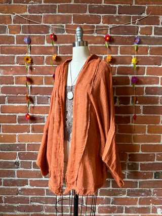 Rust 100% Cotton Gauze Boho Light Kimono Layer
