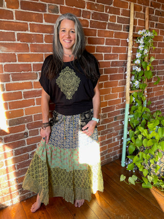 Henna Moon Pattern Bamboo Dolman Top