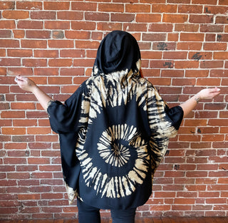 Free Size Spiral Tie Dye Poncho Hoodie