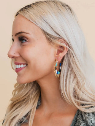 Blue Moon Beaded Semi-Hoop Earrings