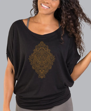 Henna Moon Pattern Bamboo Dolman Top