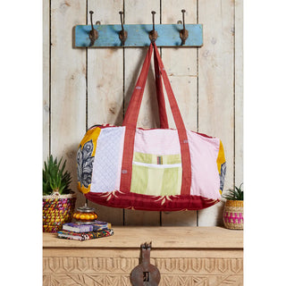 Mystery Print Patchwork Boho Recycled Sari Duffel Weekend Bag