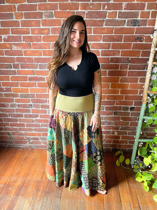 Yoga Waistband Patchwork Boho Festival Skirt / Dress