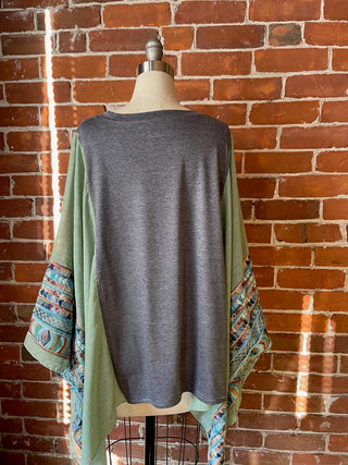 Stevie Nicks Inspired Sage Embroidered Poncho