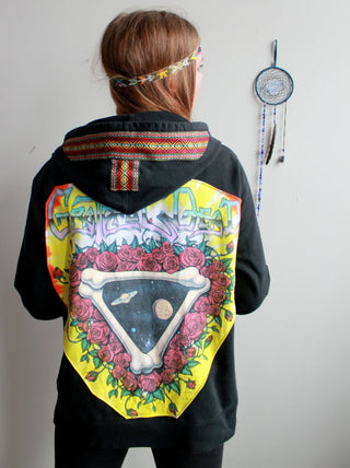 Upcycled Grateful Dead Space Your Face Hoodie