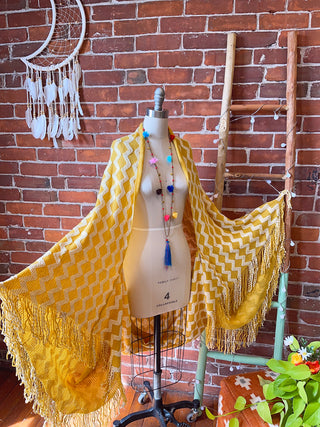 Golden Sunshine Fringe Wearable Blanket Shawl