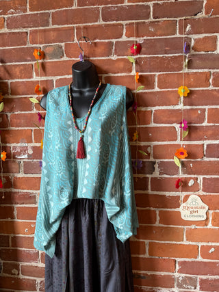 Turquoise Moon Batik Festival Tank Top - Fair Trade Made - Final Sale