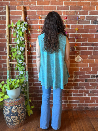 Turquoise Moon Batik Festival Tank Top - Fair Trade Made - Final Sale