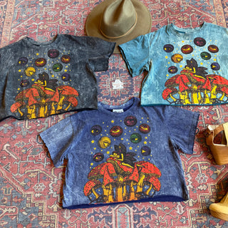 Cotton Fairy + Mushroom Mineral Wash Cropped Tee - Fair Trade Made - 3 Colors Available