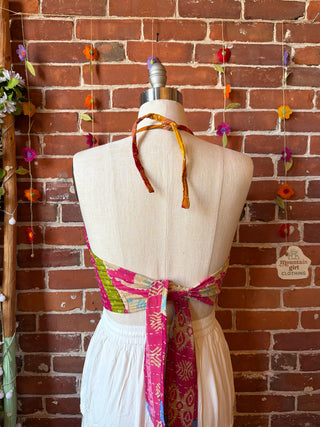 Size 14-20 In Bloom Reversible Kantha Halter Top - 100% Cotton - Fair Trade Made