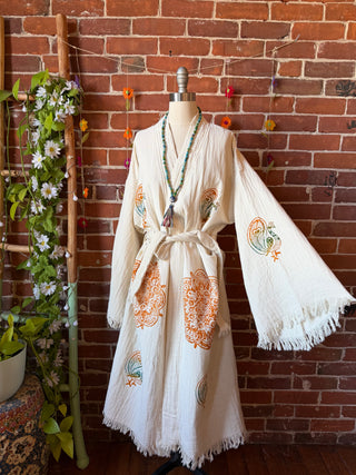 Spirit of Summer 100% Cotton Bell Sleeve Kimono Robe  - Fair Trade Made