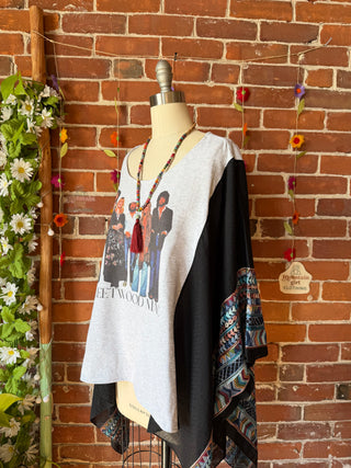 Fleetwood Mac Inspired Black Embroidered Poncho